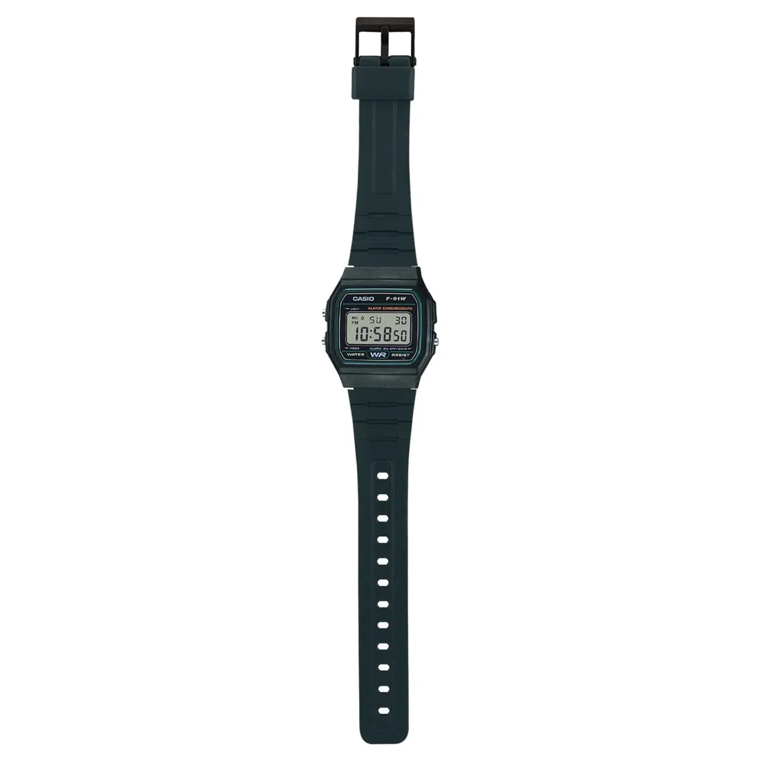 Casio F-91W-3DG Armbanduhr schwarz, Armband