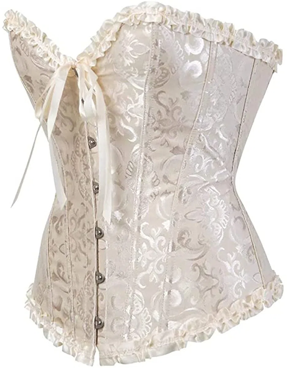 Damen Korsett Bauchweg Vollbrust Corsage Top Gothic Burlesque Schnüren Bustier