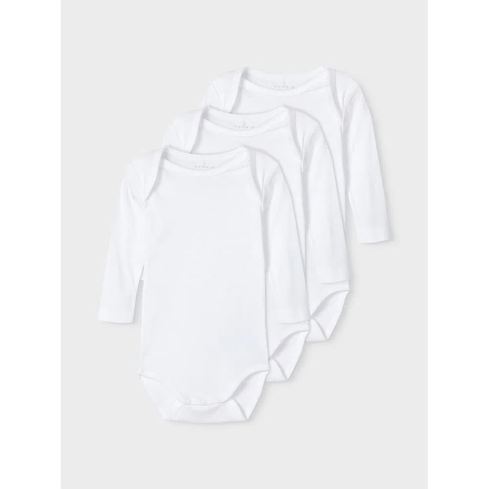 NAME IT 3er Pack Unisex Langarm Baby Bodys aus Bio-Baumwolle