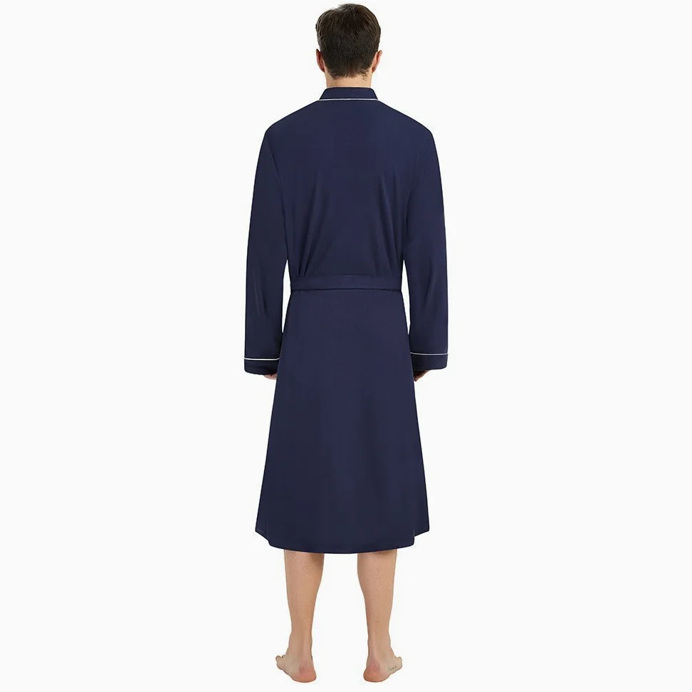 U2SKIIN Morgenmantel Herren 100% Baumwolle, Bademantel leicht Kimono Saunamantel Hausmantel lang