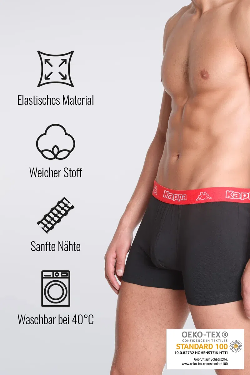 Kappa Enge Boxershorts 6er Pack VINESTA I Retro Pants für Männer aus Baumwolle I reißfeste & atmungsaktive Herren Unterhosen I Boxer im Vorteilspack