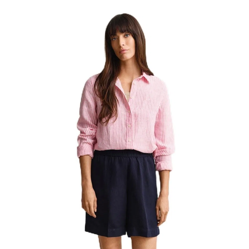 GANT REG Striped Linen LS Shirt