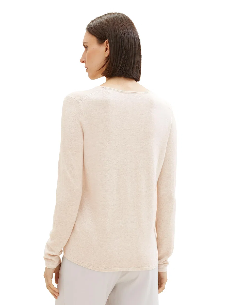 TOM TAILOR Damen Strickpullover mit V-Ausschnitt