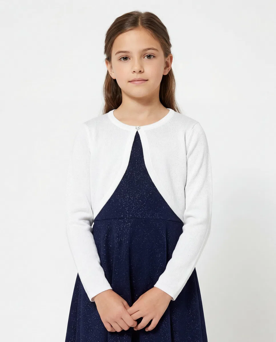 Bolerose Mädchen Langarm Bolero Funkeln Strickjacke Kinder