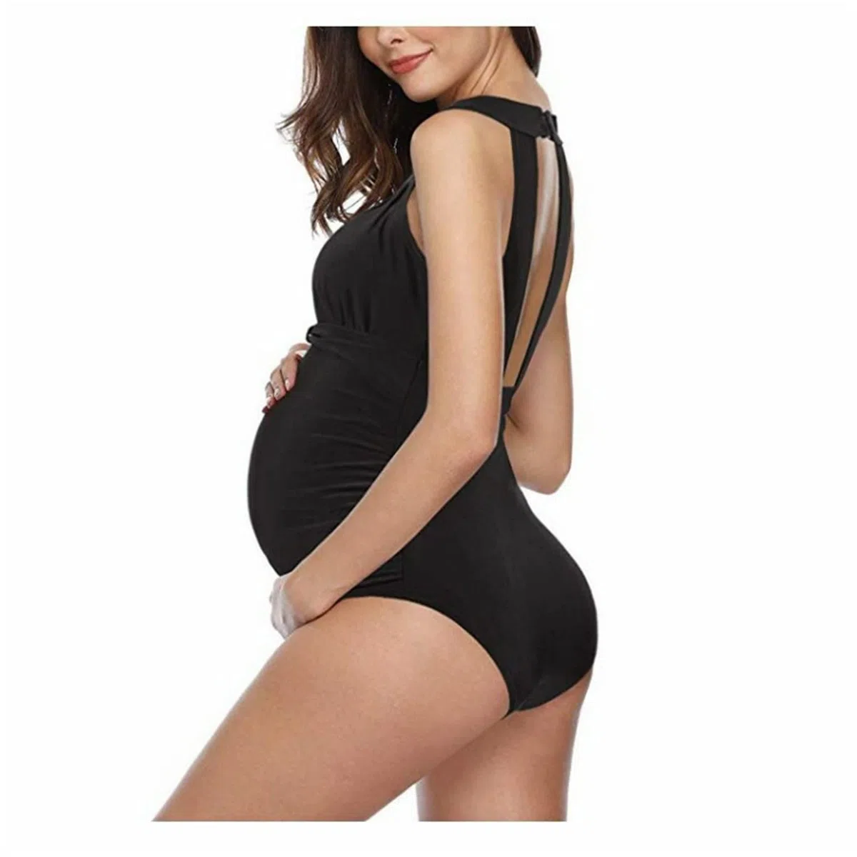 Damen Umstandsbadeanzug Einteilige Elegant Swimsuit Umstandsbademode Große Größe V-Ausschnitt Schwangerschafts Badeanzug Sommer Maternity Monokini Bikini