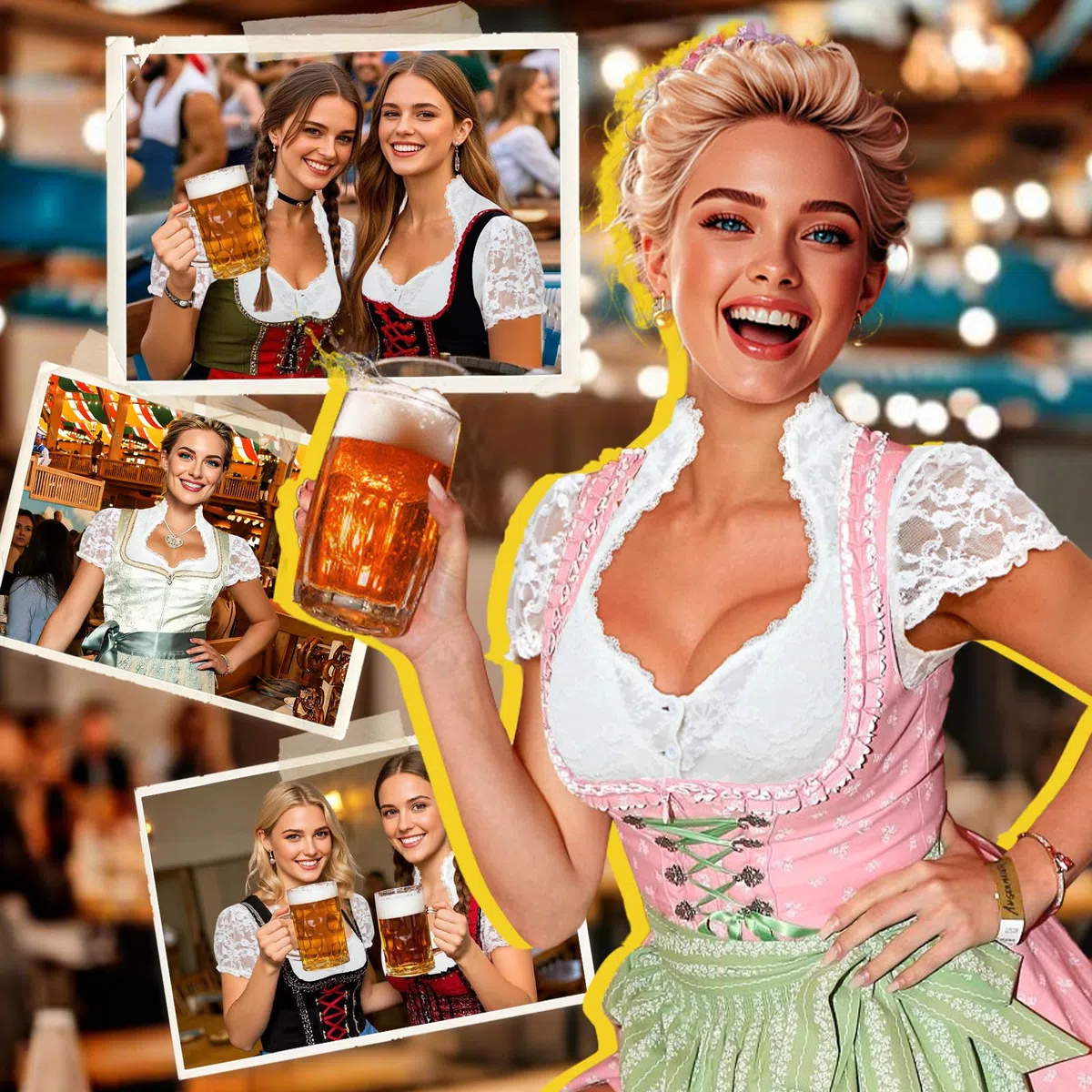 Dirndl Bluse Damen Herzförmiger Ausschnitt Dirndlbluse Spitze Kurzarm Gefütterte Vorderseite Dirndlblusen Geknöpft Weiß Trachtenblusen für Oktoberfest