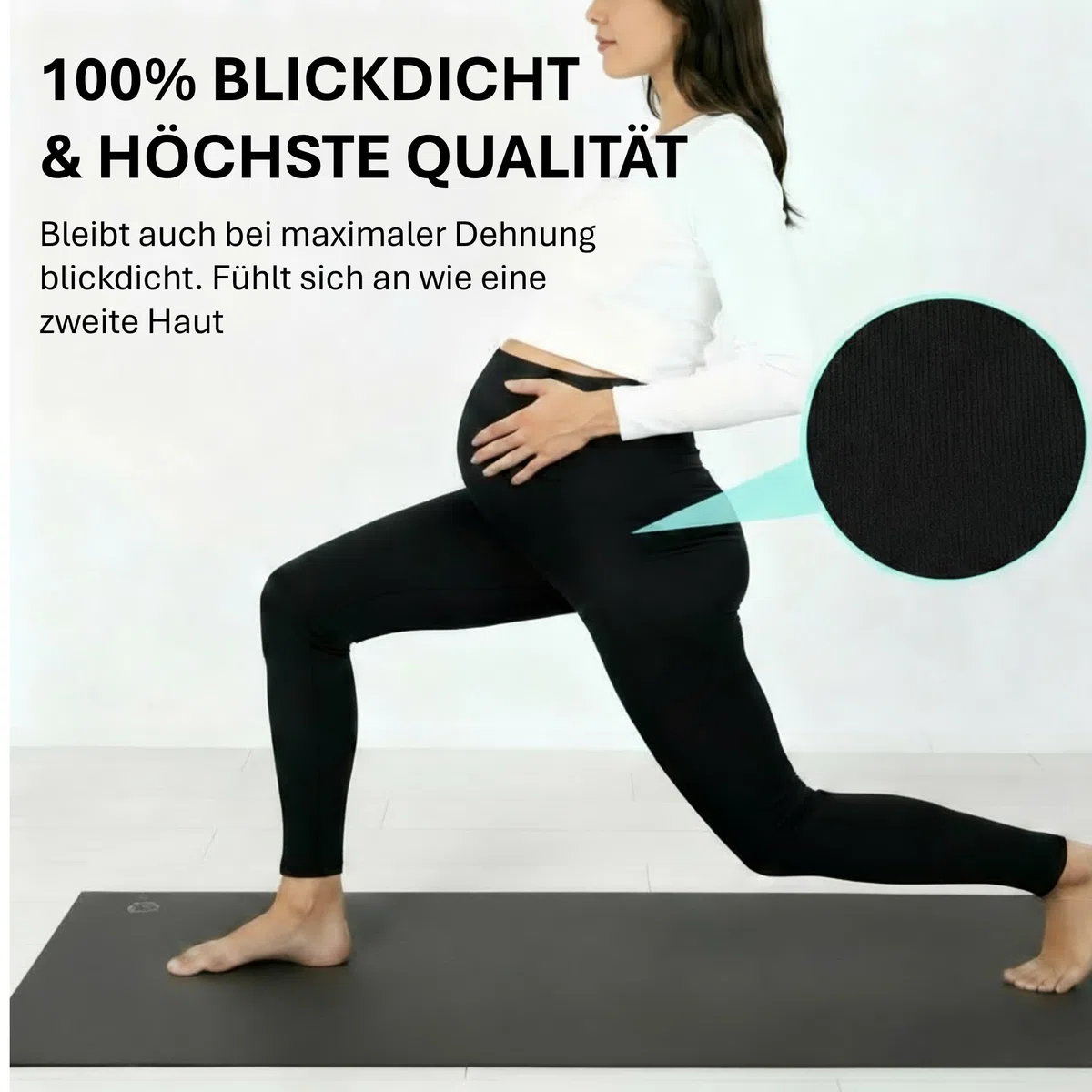 Schwangerschaftsleggings | Blickdichte Umstandsleggings (High Waist) stützt den Babybauch - elastisch bequem & weich | Umstandsmode für Jede Phase