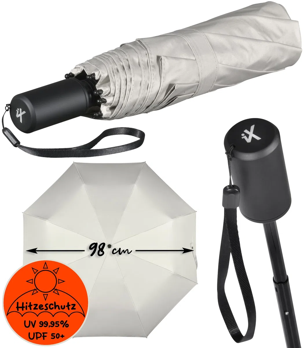 iX-brella City Trekking Sonnen-Regenschirm mit extra langem Stock mit UV- und Hitzeschutz