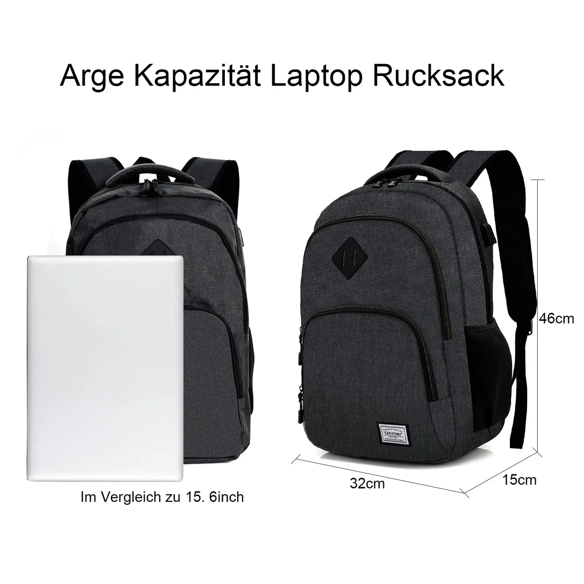 MoFut Rucksack Herren & Damen, Reiserucksack, Schultasche viele Fächer mit 15,6" Laptopfach, Handgepäck Rucksäcke, Backpack für Studenten, Büroangestellte, Reisen Wandern (Schwarz.a)
