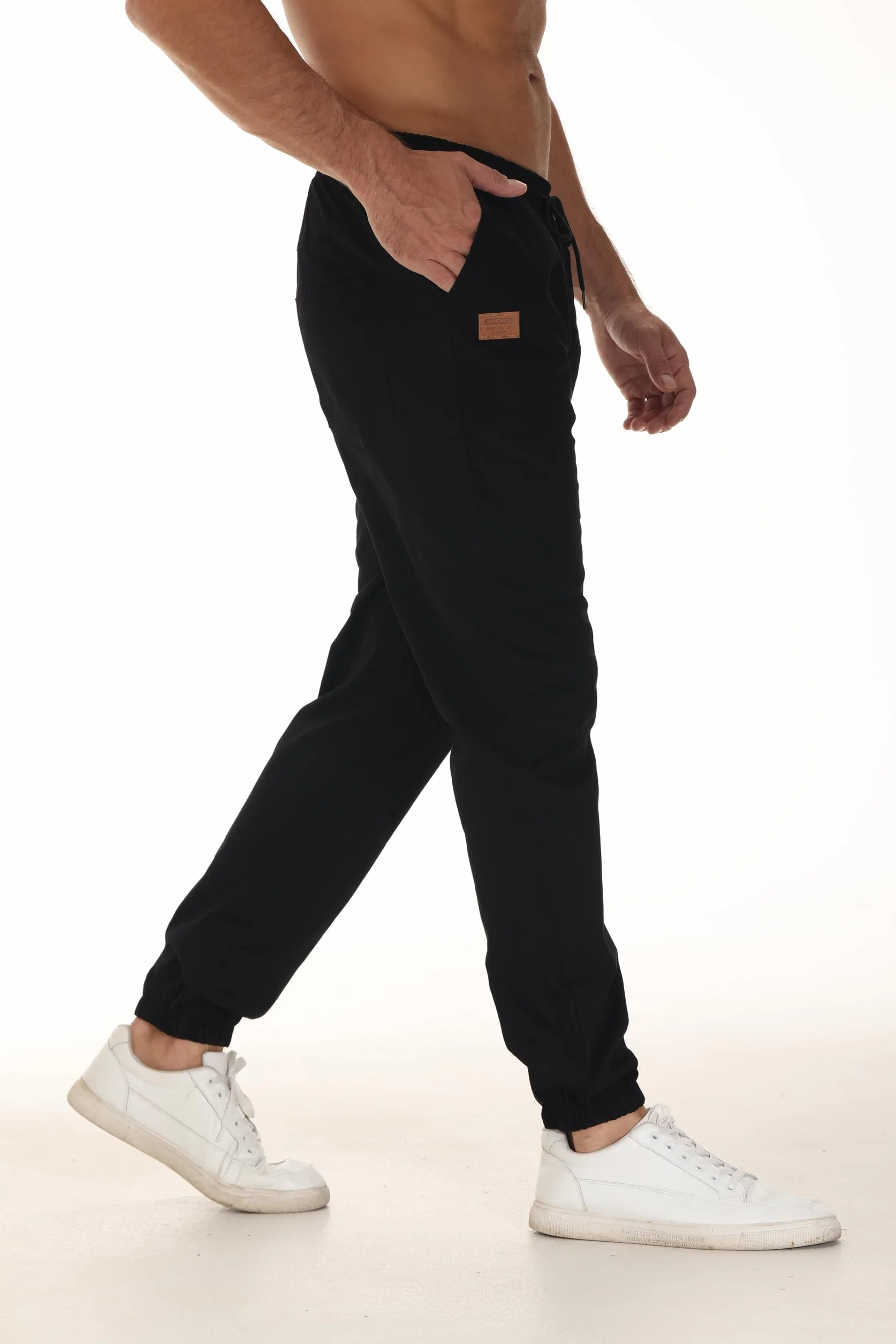 LIUPMWE Herren Hose Chino Cargo Hose Jogginghose Herren Baumwolle Casual Sweatpants Herren Freizeithose Elastische Pants Taille mit Kordelzug Taschen