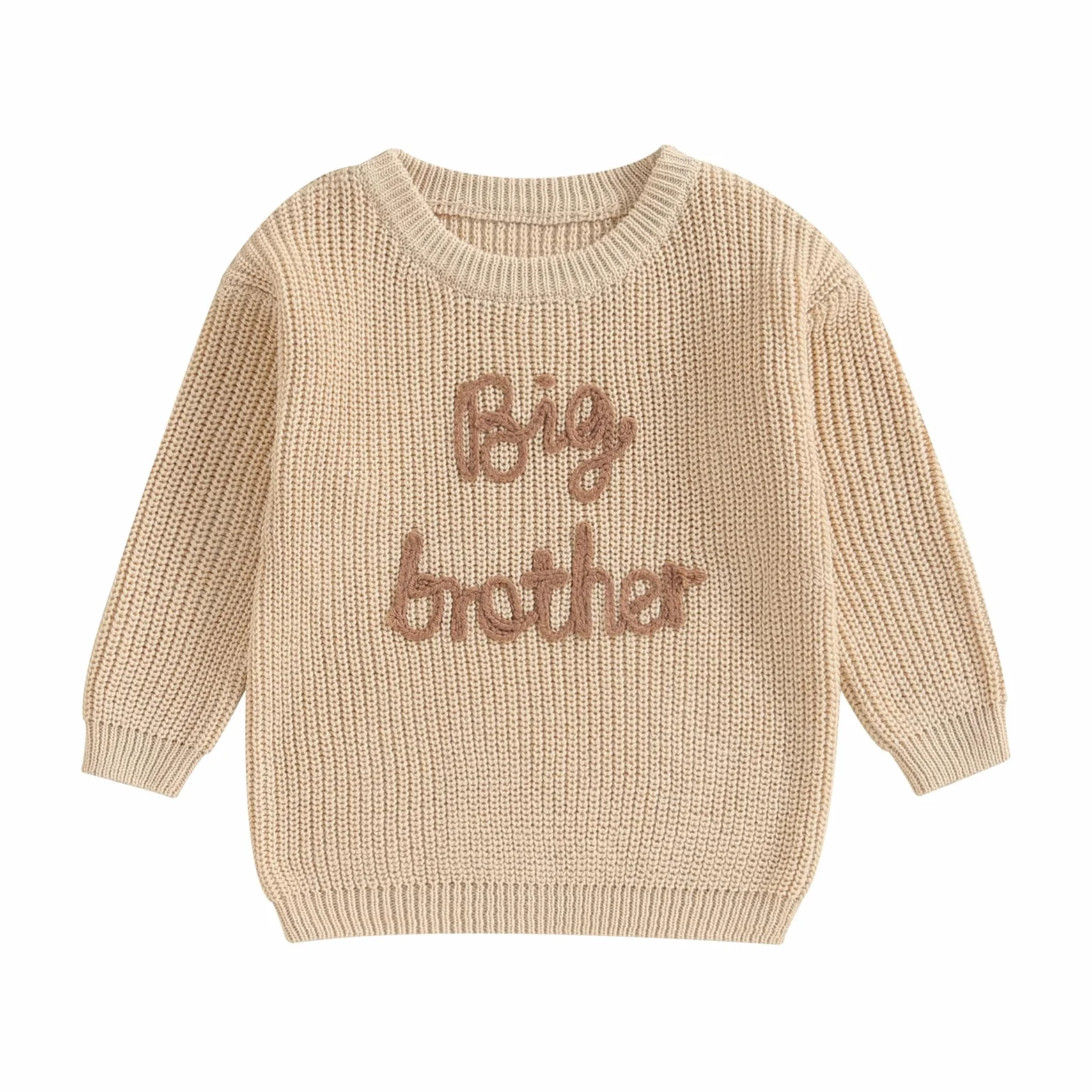 Baby Jungen Strickpullover Big/Lil Brother Stickerei Pullover Brudern Matching Pullover Top Outfit Übergroße Gestrickte Pullover Für Baby Jungen Langarm-Strickwaren Top