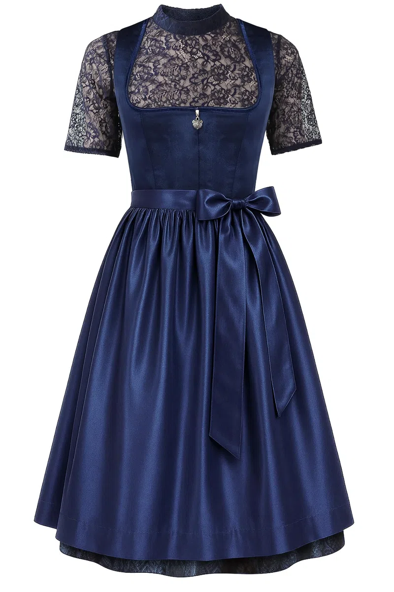 Dirndl Damen midi Lang Dirndl Trachtenkleid Trachtenrock Dirndl-Komplettsets Trachtenmode Trachten Damen mit 3 Teilig Dirndl Schürze Dirndlbluse Oktoberfest Dresses Dirndlkleid Blau Rot Grün