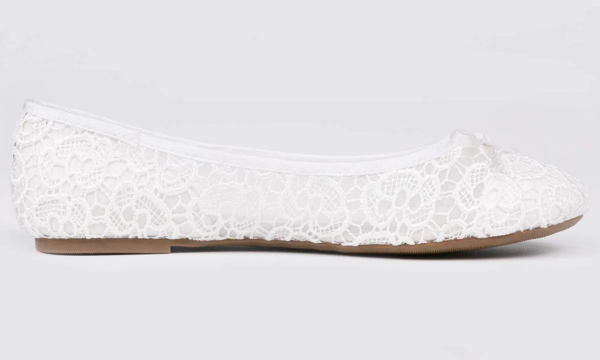 Feversole Ballerinas für Damen, Flacher Absatz, Spitzenstoff