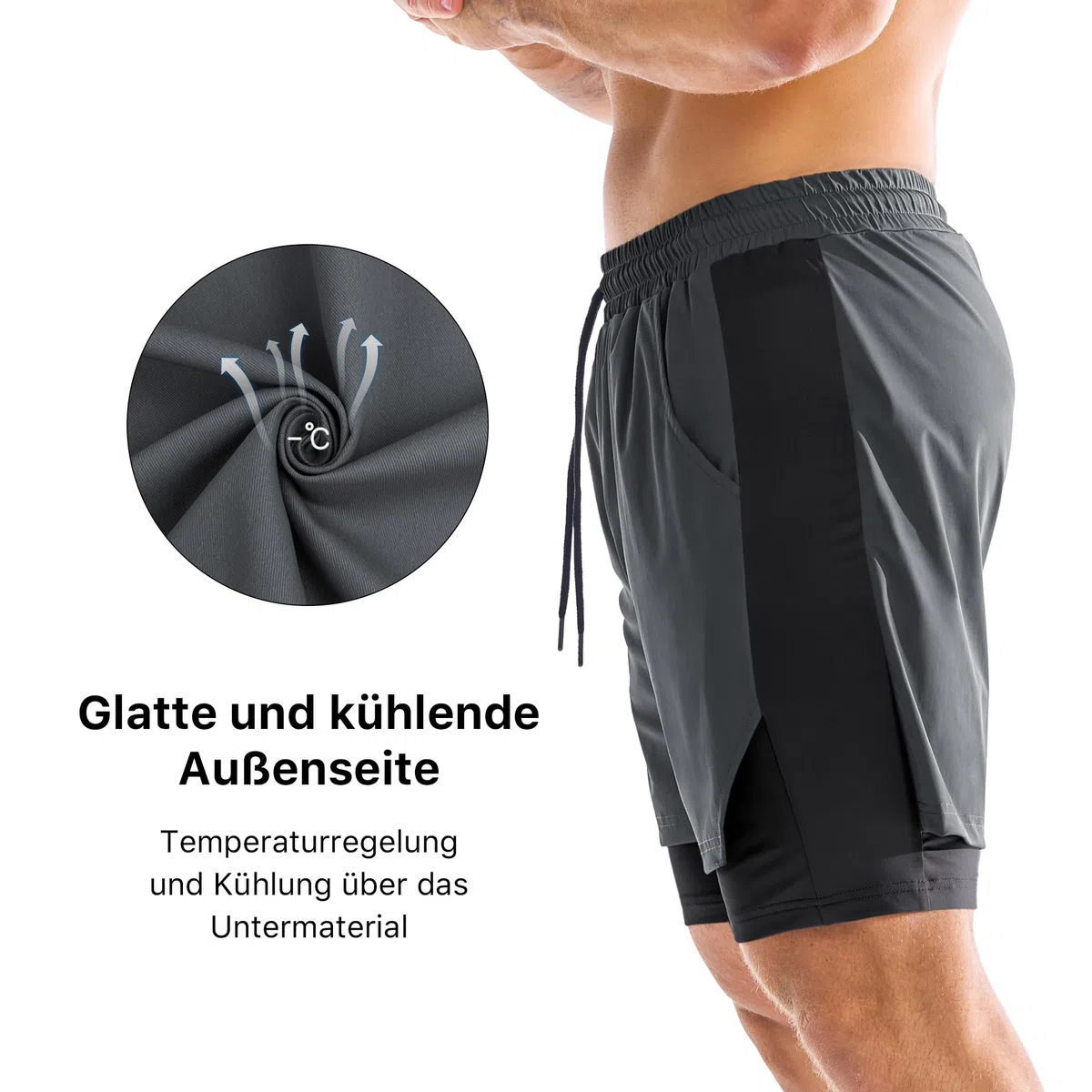 BROKIG Kurze Sporthose Herren 2 in 1 Laufshorts, Leichte Trainingsshorts Gym Shorts Herren