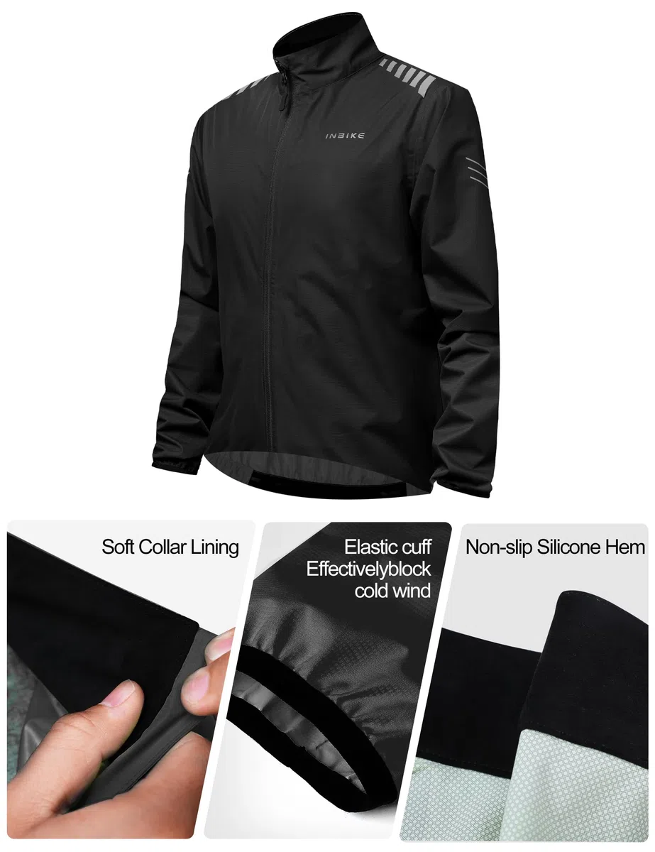 INBIKE Regenjacke Herren Leicht Fahrradjacke Wasserdichte Winddichte Outdoor Sport Jacke für Radsport Laufen Camping Grün Orange Schwarz WB005