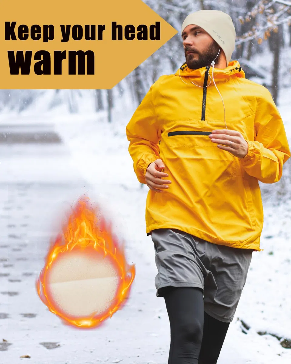 WRELS Wintermütze zum Laufen, Thermo, dehnbar, Totenkopfkappen, leicht, für Radsport, Sport, für Herren und Damen