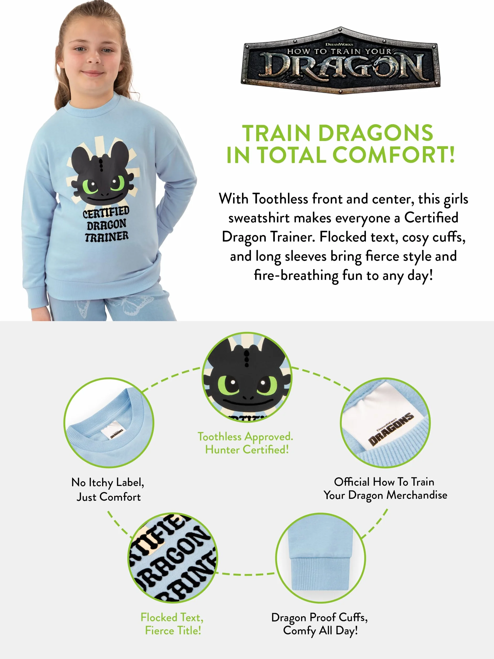 How To Train Your Dragon Pullover Mädchen, Toothless Sweatshirt Kinder Mädchen, Baumwolle Kinder Pulli