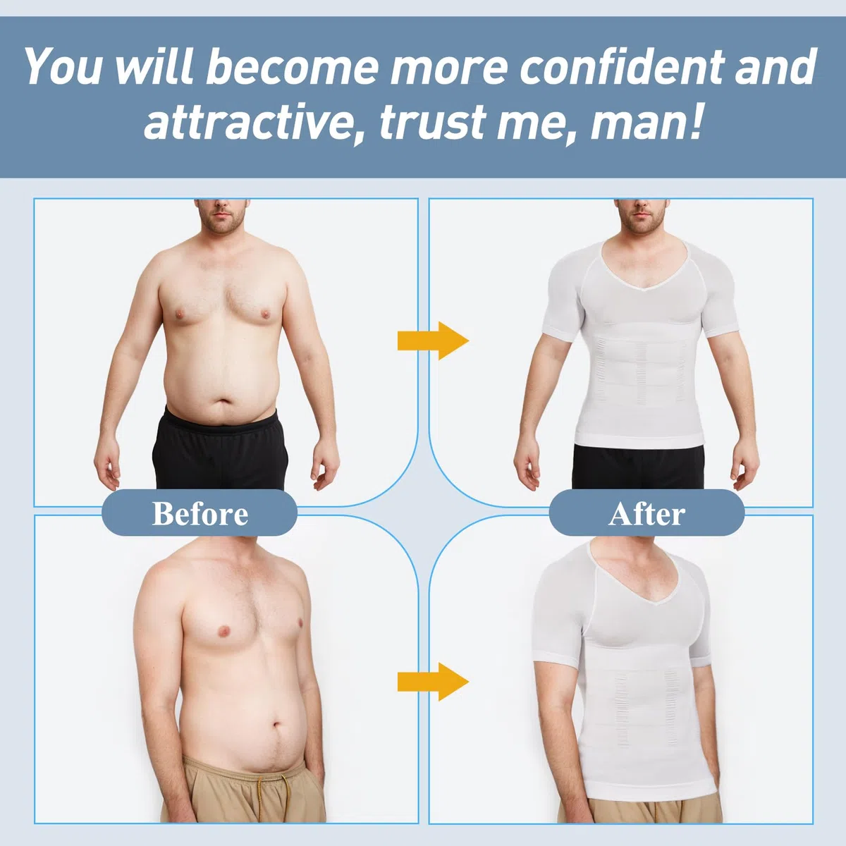 SLIMBELLE Body Shaper Herren Tight Elastische Tank Top Schlank Bauchweg Unterhemd Herren Shapewear Kompressions Shirt