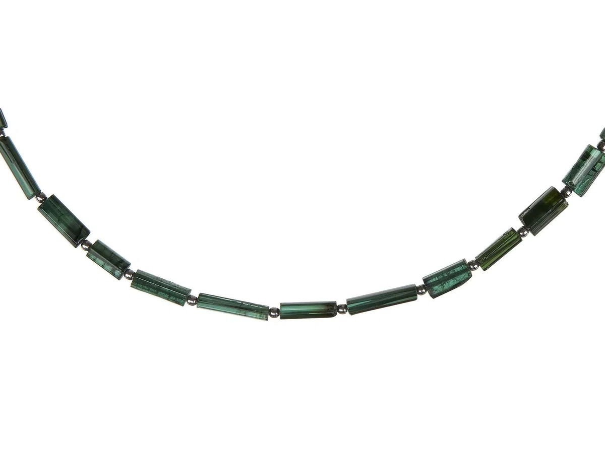 Turmalin Kette grün - Turmalin Kristall Halskette - Turmalincollier - 925 Silber