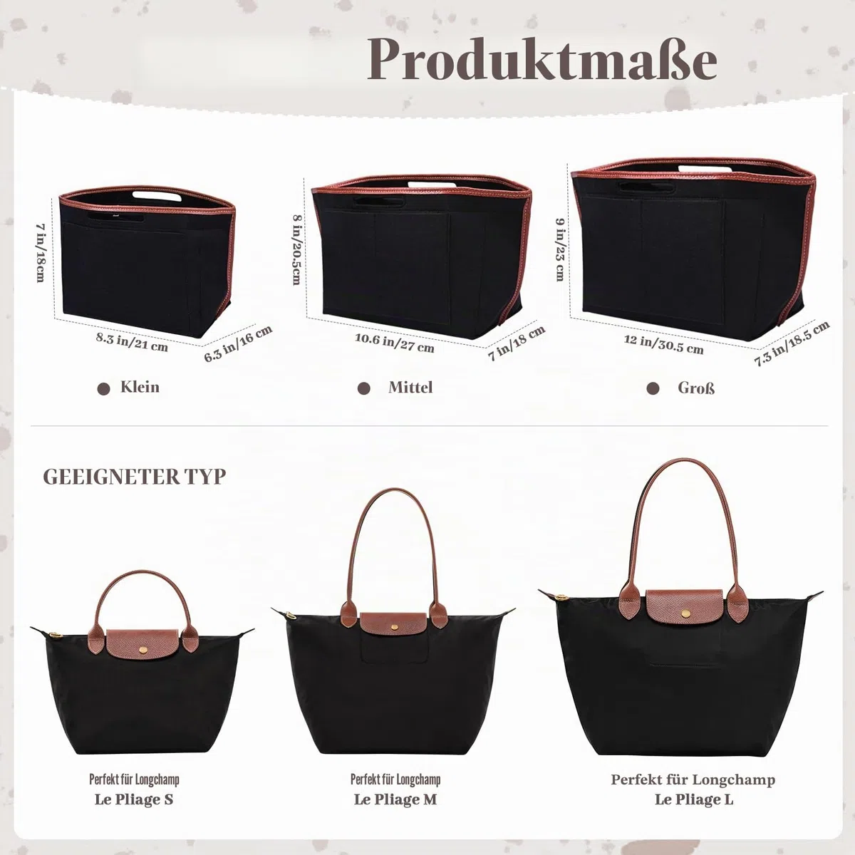 Taschenorganizer für Longchomp tasche Handtasche Longchomp Organizer L