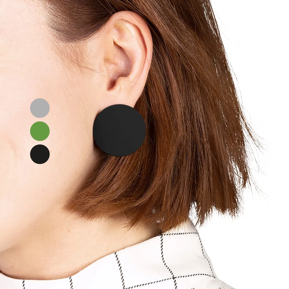 Große Statement Ohrringe rund | Flache Ohrstecker | Geometrischer Modeschmuck | nachhaltig & handgemacht | Ø 30mm