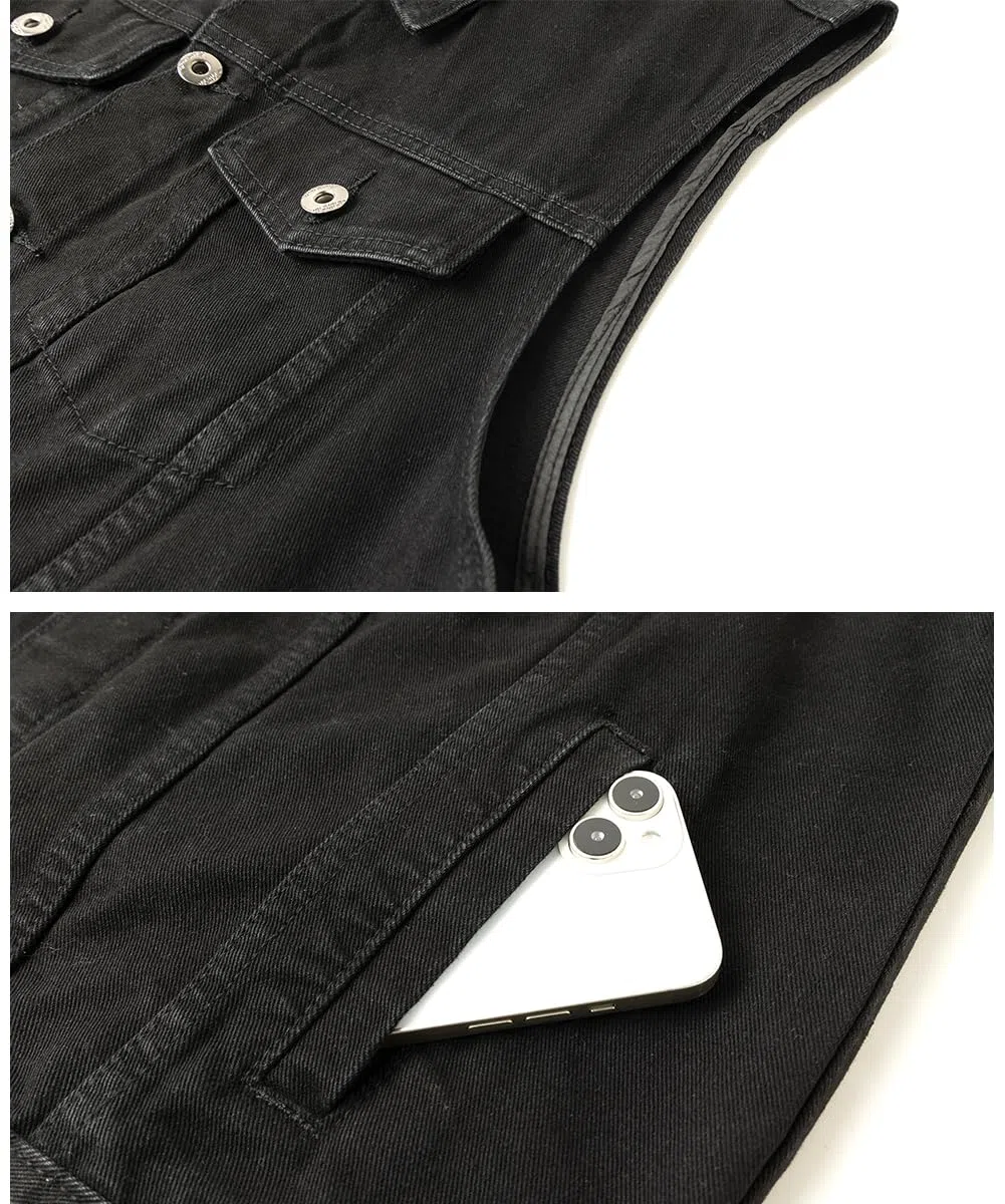 Herren Jeansweste Biker Kutte Weste Ärmellose Jeansjacke Kutte Motorrad Jeans Weste für Männer