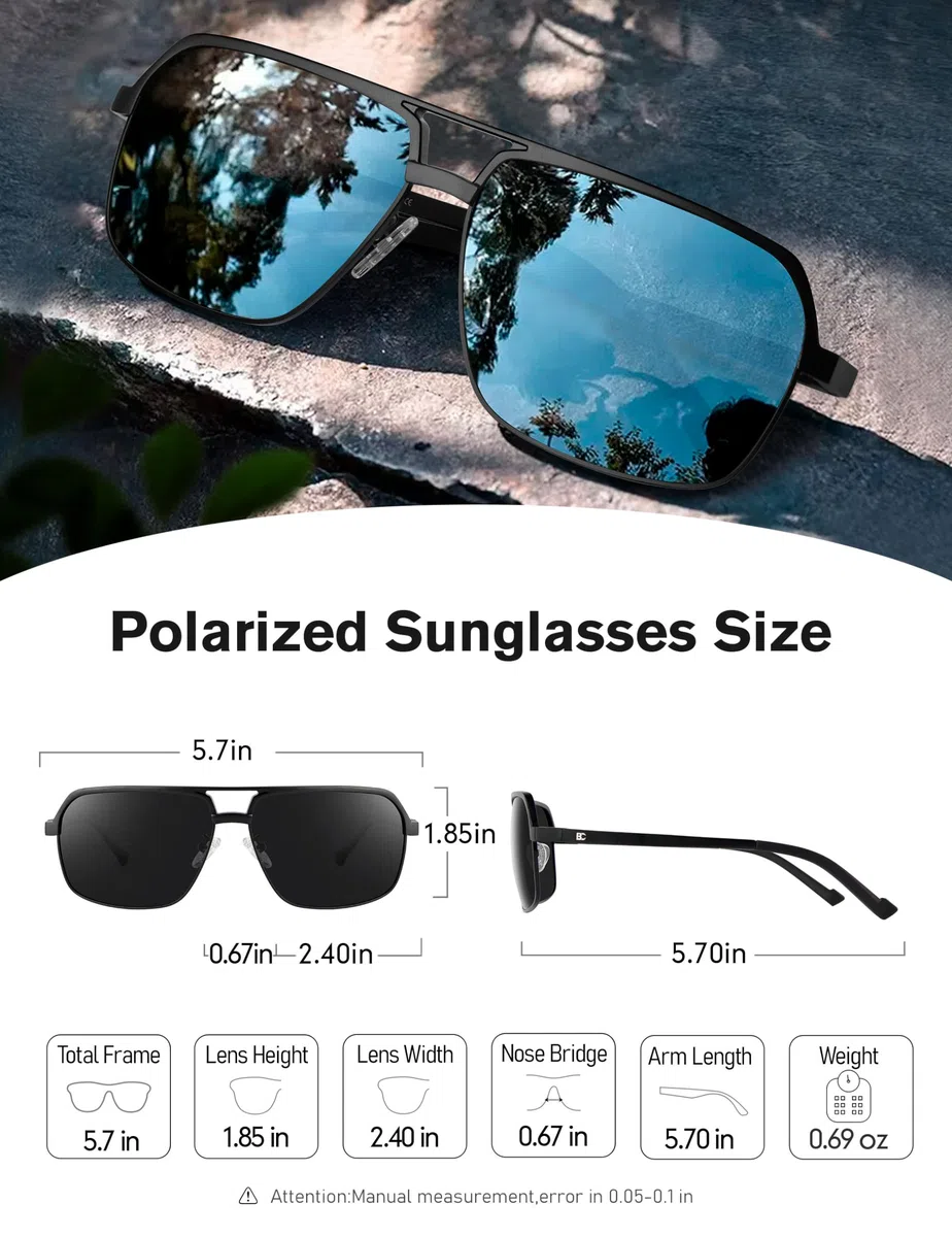 Polarisierte Sonnenbrille for Herren klassische - 100% UV Schutz Retro Schwarz Sonnenbrillen Polarisiert for Männer zum Fahren und Angeln