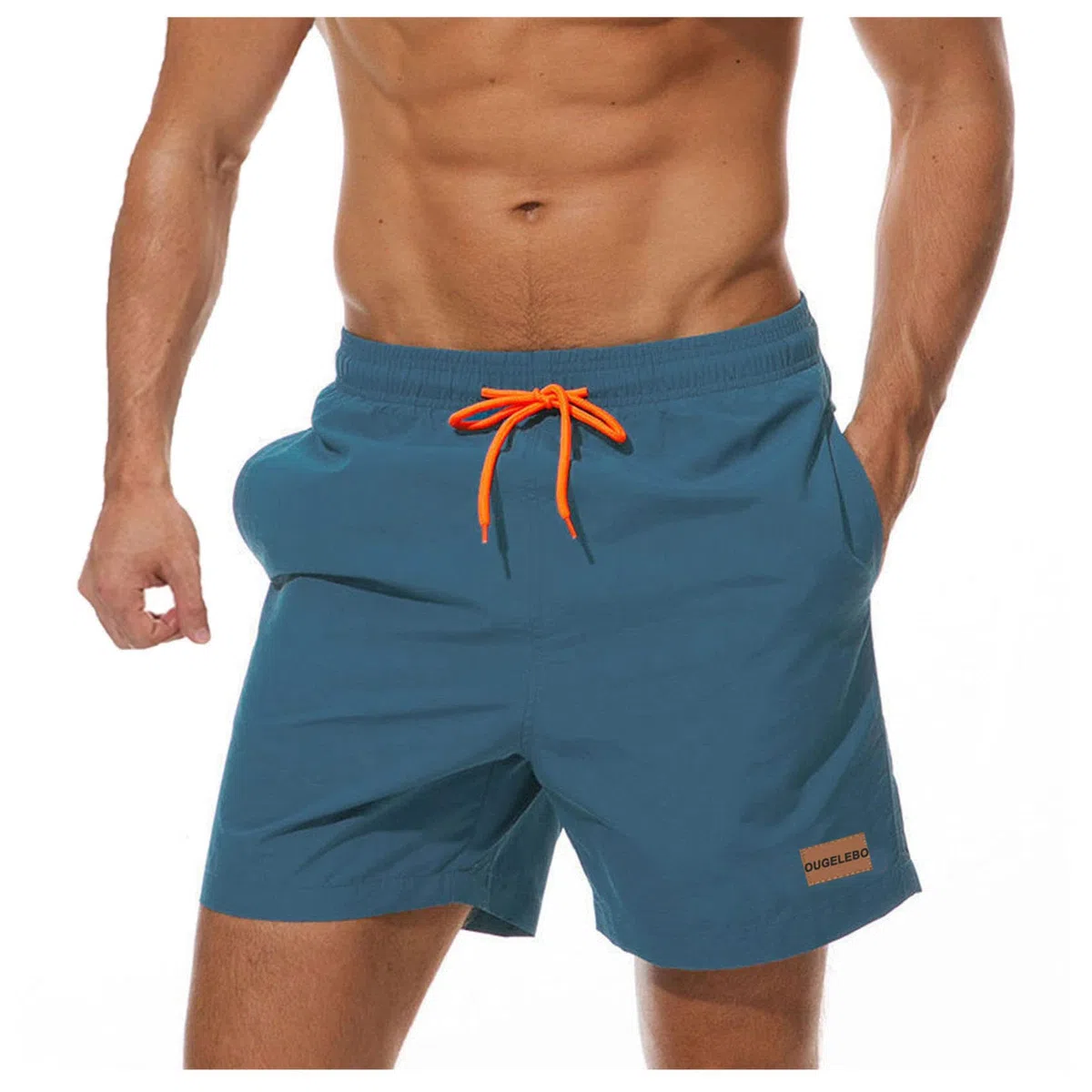 Ougelebo Badehose Herren mit Reißverschlusstasche Badeshorts Schnelltrocknend