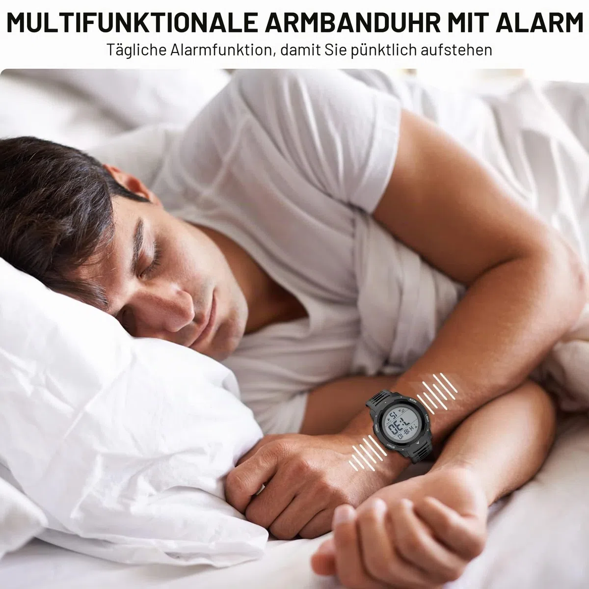 GOLDEN HOUR Uhren Herren Wasserdicht Digital mit Breitem Bildschirm Leicht Ablesbares Display, Militär-Stil, mit Gummi-Armband