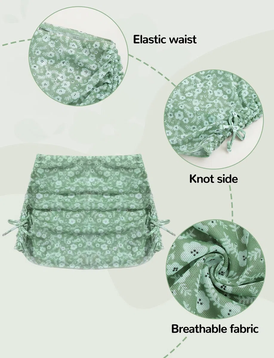 SEAUR Mädchen Badeanzug Cover Up 3 Teilig Bikini Set Bademode Mädchen Badeanzug mit Blumenmuster Mode 8-14 Jahre