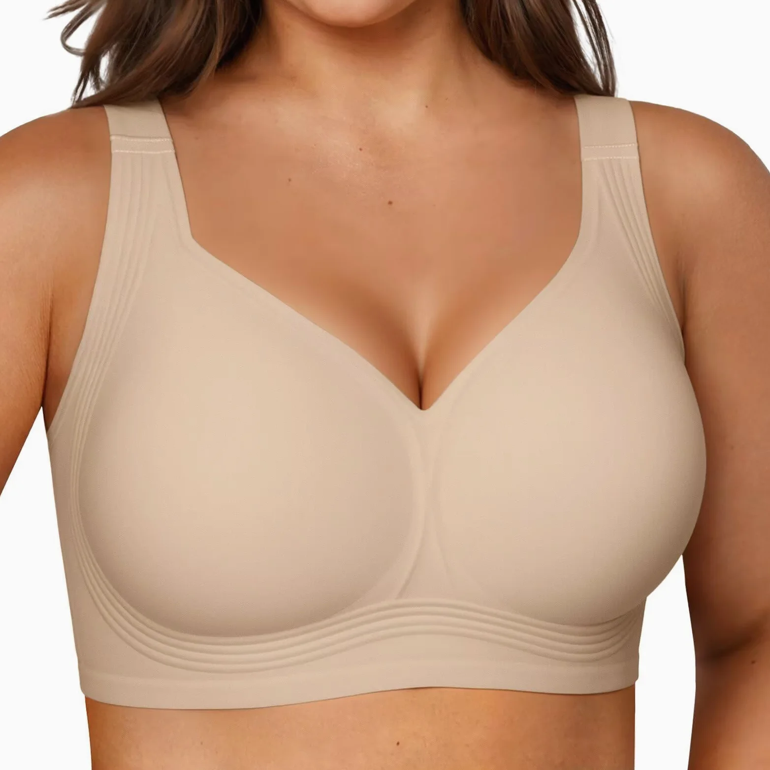 Vertvie Seamless BH Damen Große Brüste ohne Bügel Jelly Bra Push Up Minimizer Soft Bustier Nahtlose Bralette Breite Träger BH Volle Abdeckung