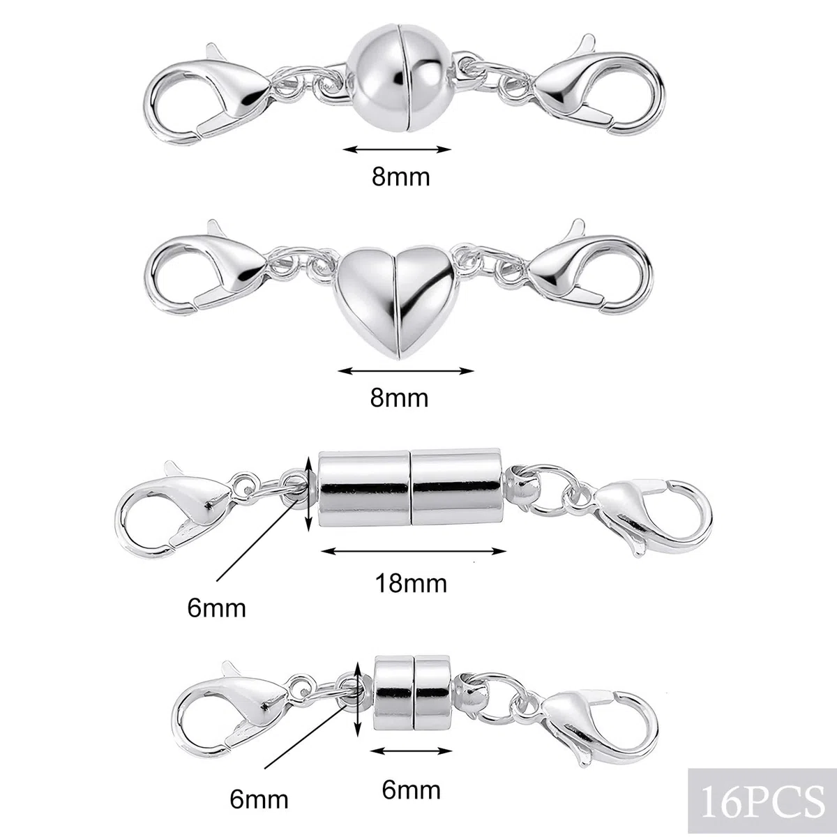 Magnet Schmuck Verschlüsse, 4 Stile Magnetverschluss Doppel Karabinerverschluss für Halskette Armbänder Verbindungsschnallen, DIY
