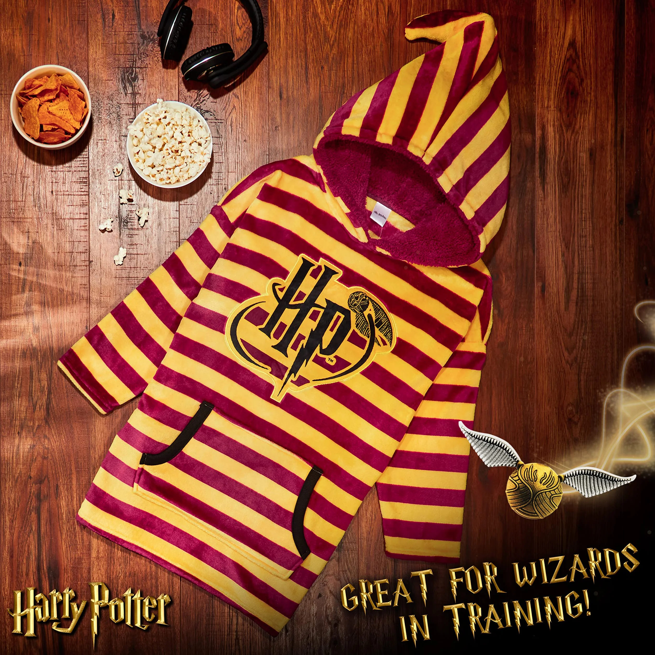 Harry Potter Kinder Hoodie Decke Kapuzenpullover Mädchen und Jungen - Flauschiger Deckenpullover aus Fleece mit Kängurutasche, offiziell lizenziert, warm & bequem