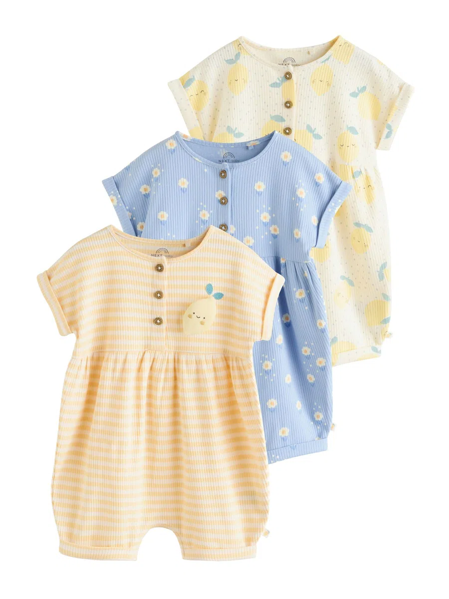 NEXT Baby Mädchen 3er-Pack Jersey-Babystrampler