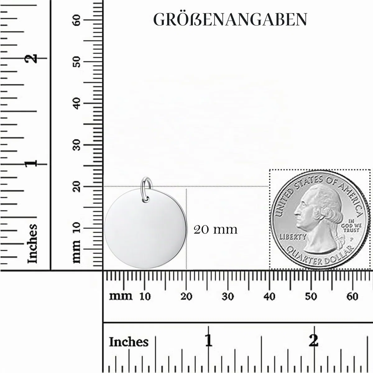Kettenanhänger Sterling Silber 925 Anhänger Rund Gravurschmuck Damen Herren 11mm 15mm 20mm Durchmesser