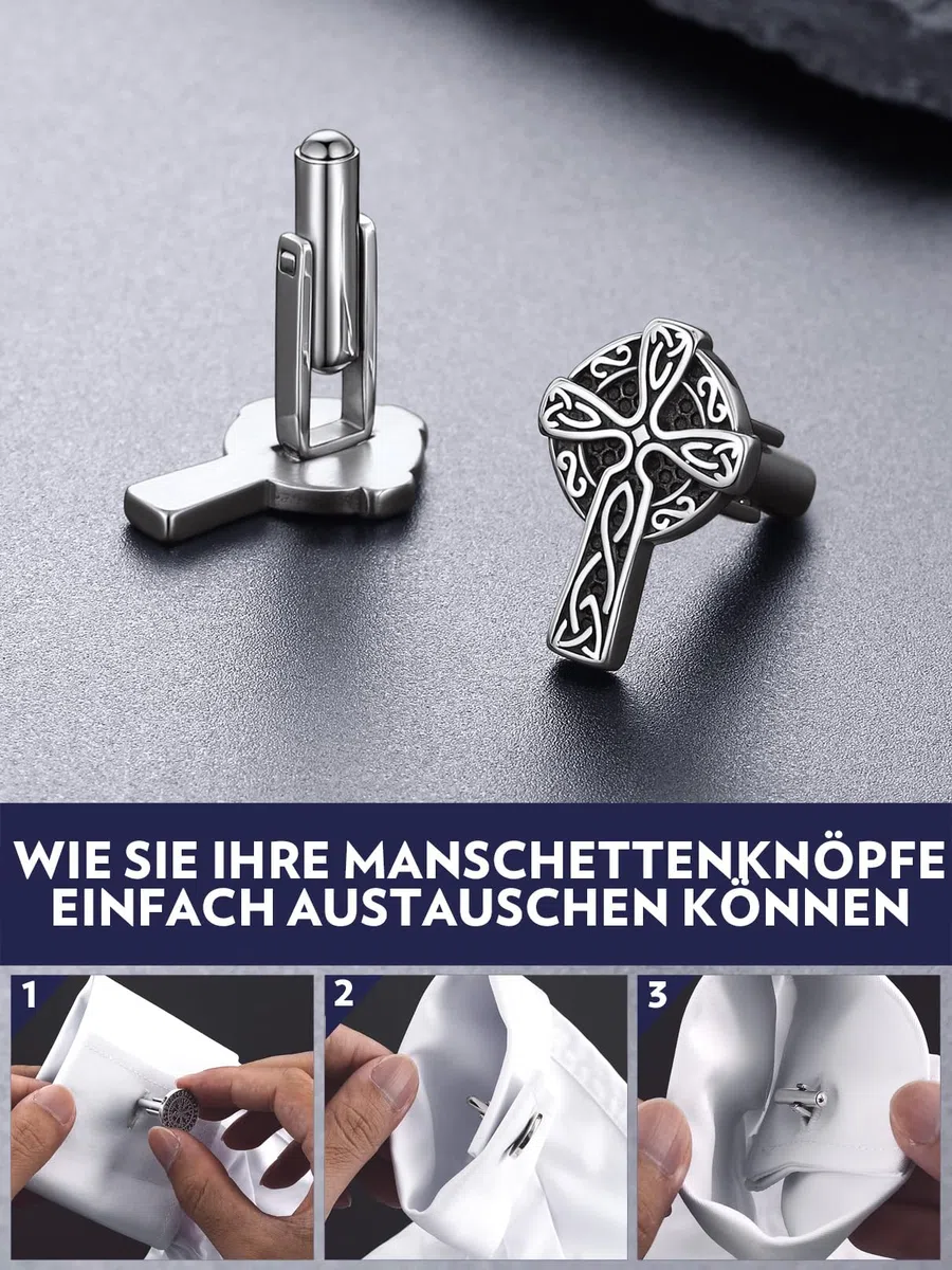 Bandmax Manschettenknöpfe Herren Edelstahl Manschettenknopf Cufflinks for Men Wikinger Manschettenknöpfe Hemd Shmuck für Hemd Hochzeit