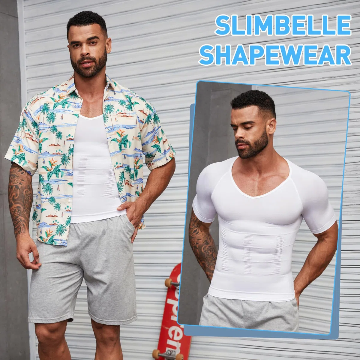 SLIMBELLE Body Shaper Herren Tight Elastische Tank Top Schlank Bauchweg Unterhemd Herren Shapewear Kompressions Shirt