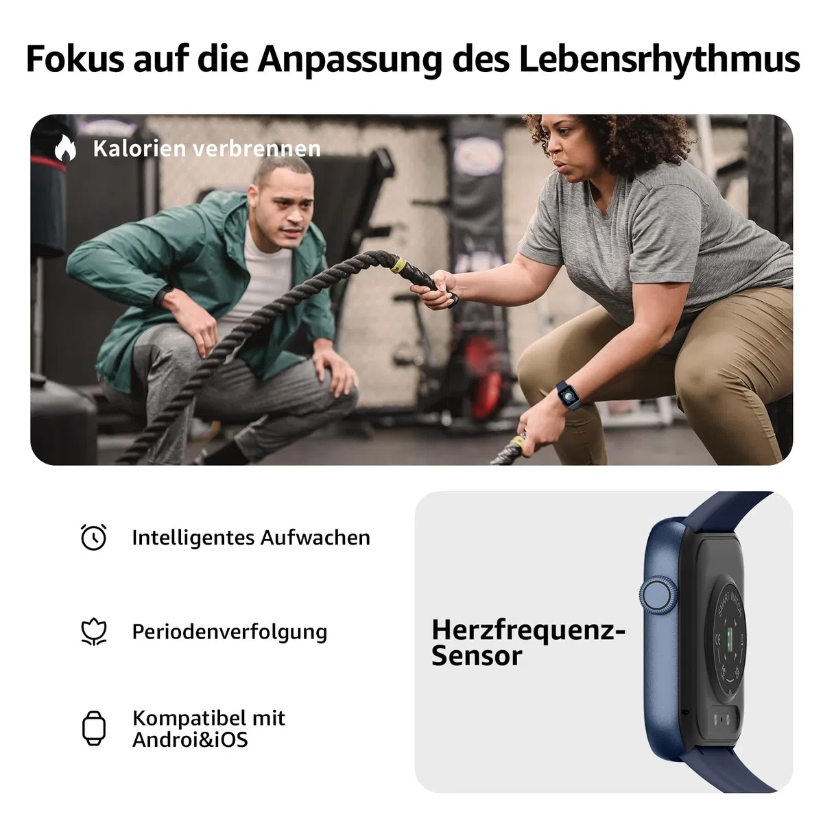 Smartwatch Damen Herren, 1,85" HD Touch Fitnessuhr mit Telefonfunktion, 140+Sportmodi Smart Watch Fitness Tracker mit Pulsmesser Schlafmonitor Schrittzähler, IP68 Wasserdicht Sportuhr Navy blue