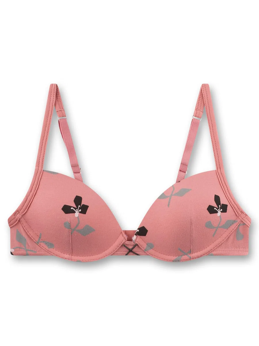 Sanetta Mädchen-BH Soft Cup rosa Blumen | Bequemer und angenehmer Soft Cup BH ohne Bügel für Mädchen aus Baumwoll-Mix.