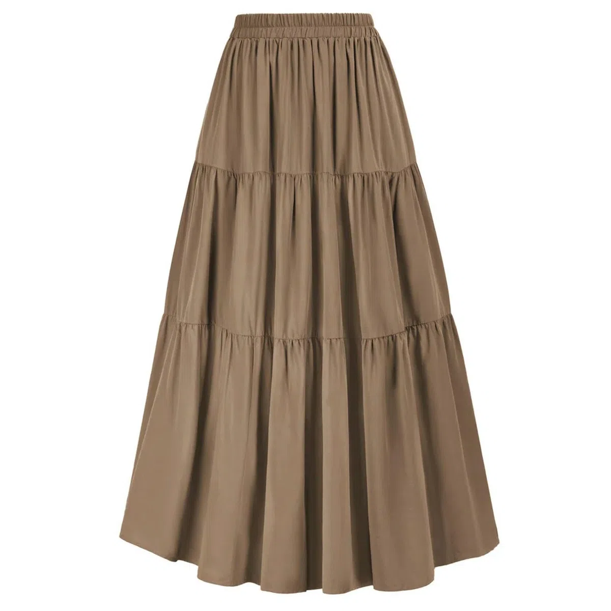 Damen-Stufenrock, elastisch, hohe Taille, Swing-Rock, Vintage-Damenrock, unregelmäßiger Saum, Volants, Lange Röcke, Persischgrün, XXL