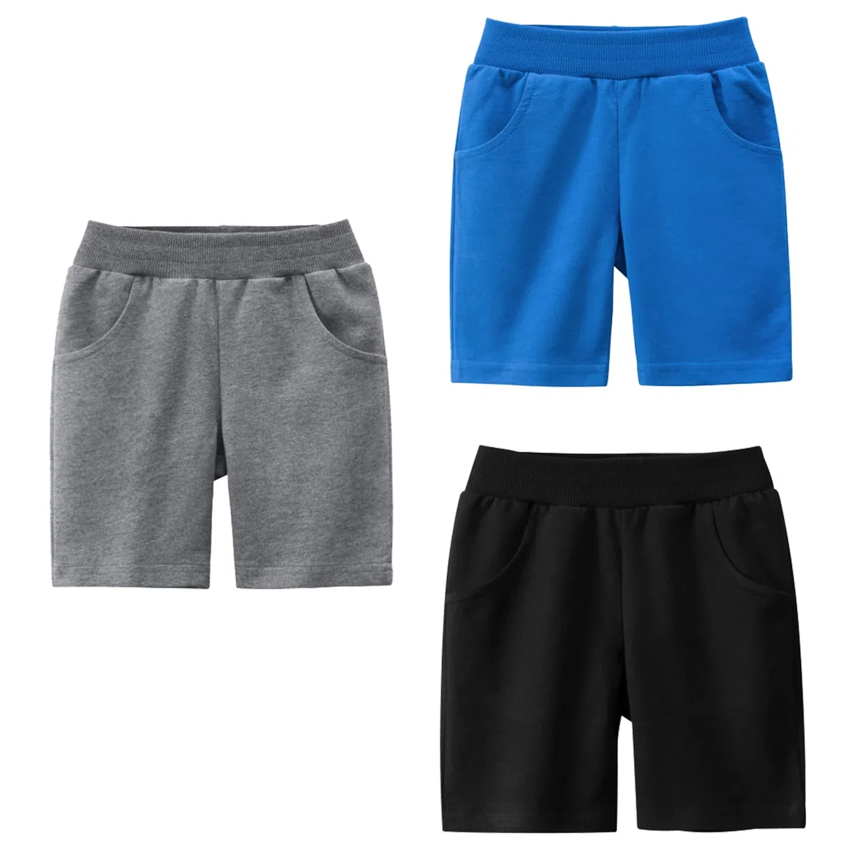 NATUST Jungen Sommer Shorts Kinder Baumwolle Hose Kurze Jogginghose, 3er-Pack