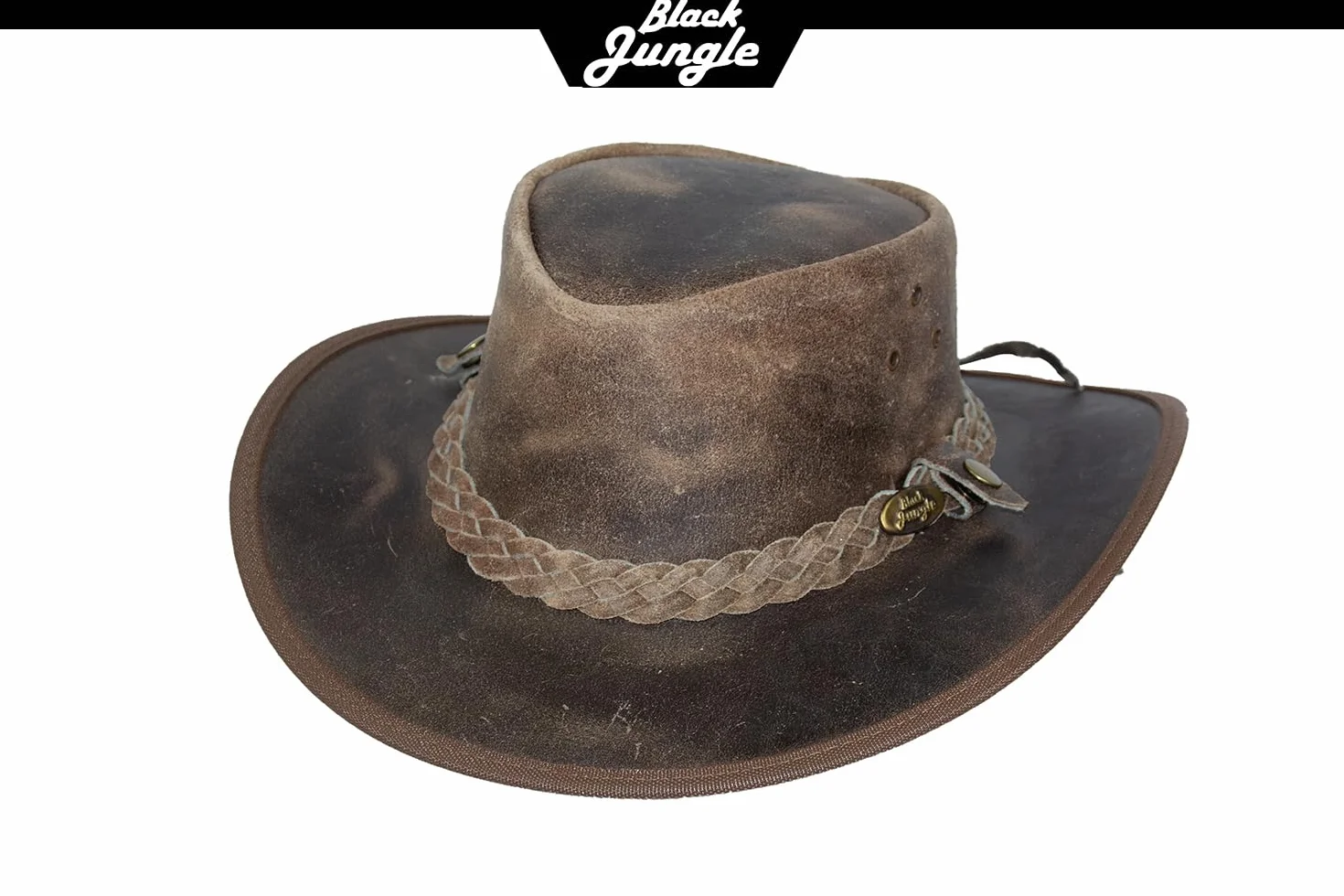 Black Jungle Bulat Lederhut, Westernhut, Australienhut, Cowboyhut