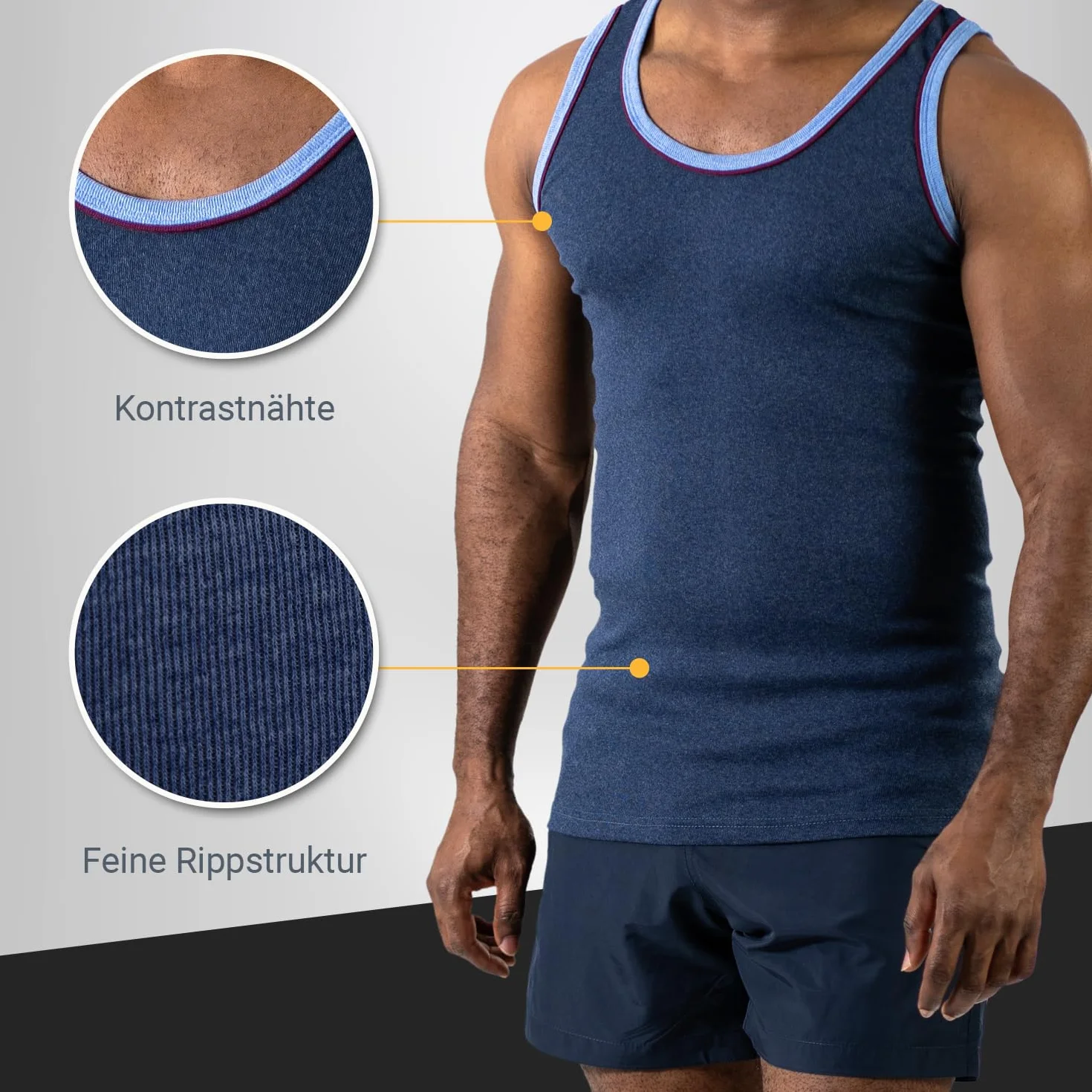 MT Herren Melange Tank-Top (5er Pack) Baumwoll Feinripp Unterhemden ärmellos