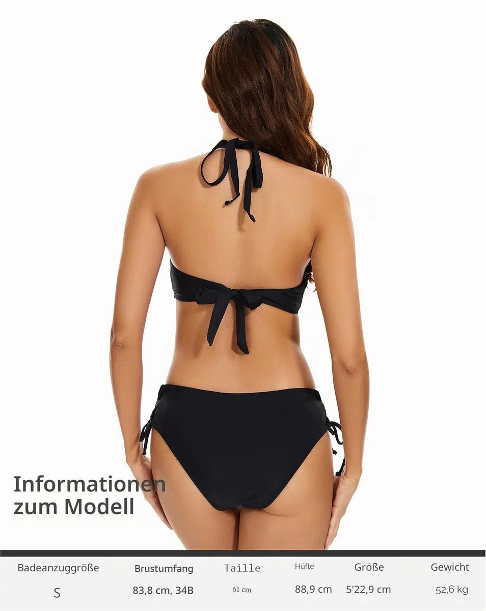 Einteiliger Damen-Badeanzug mit Neckholder-Ausschnitt, Netzstoff, Monokini