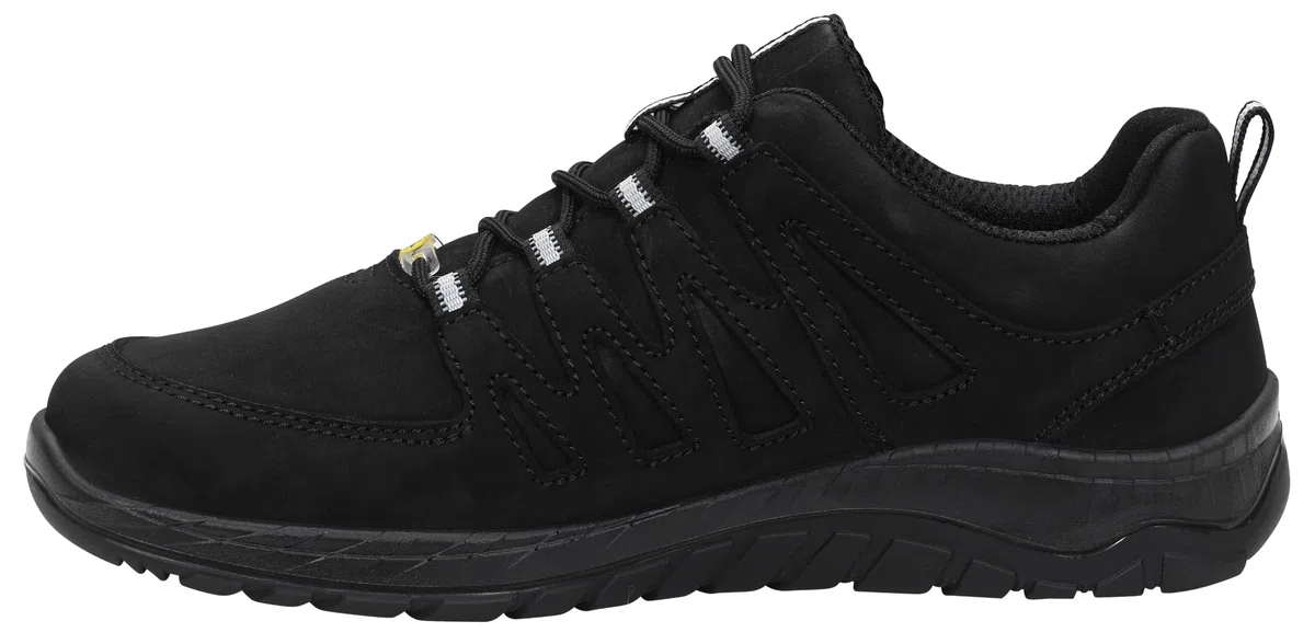 ELTEN Maddox Black Leather Low ESD O2 | Berufsschuhe für Damen & Herren, ohne Schutzkappe, leicht, atmungsaktiv
