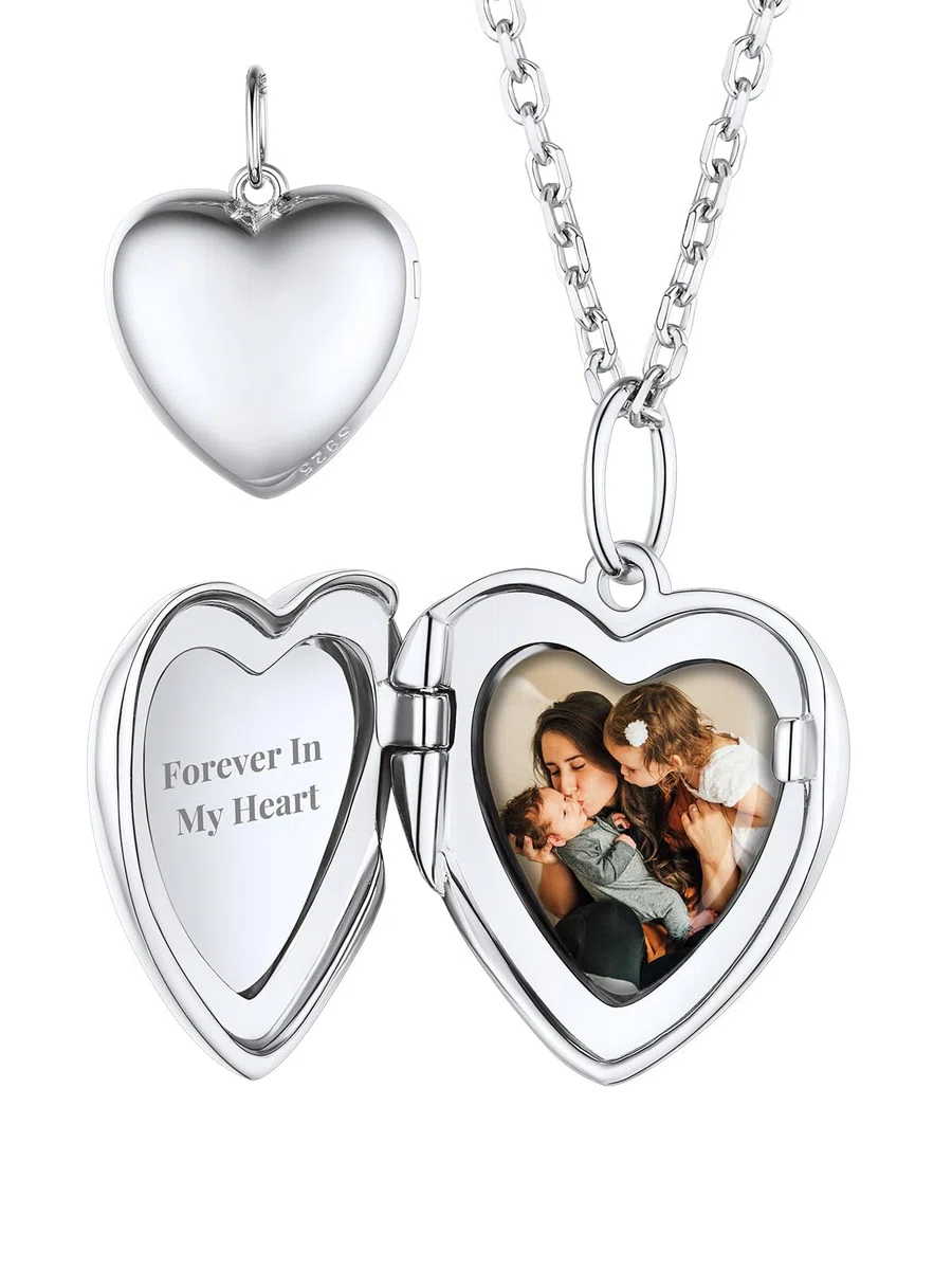 Custom4U Medaillon zum Öffnen für 1/2 Fotos – 925 Sterlingsilber/14k vergoldet Personalisierte Halskette mit Bild Herz/Oval/Rund Amulett zum Öffnen, Fotogeschenke für Mutter Ehefrau Freundin