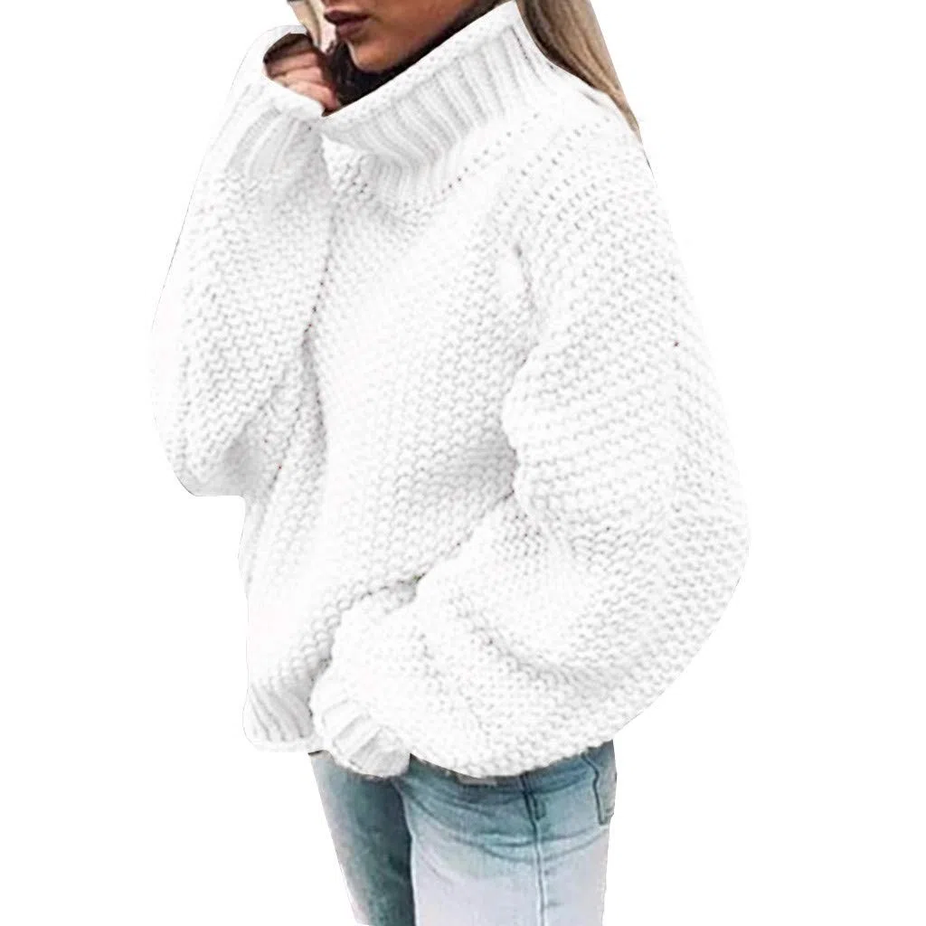 Grobstrick-Pullover Langarm Pullover-Strickoberteil Damen-Rollkragenpullover Basic Langarm Strickpullover Pullover Rollkragenpullover Wolle Kaschmir Pullover Solid Pullover Pullover