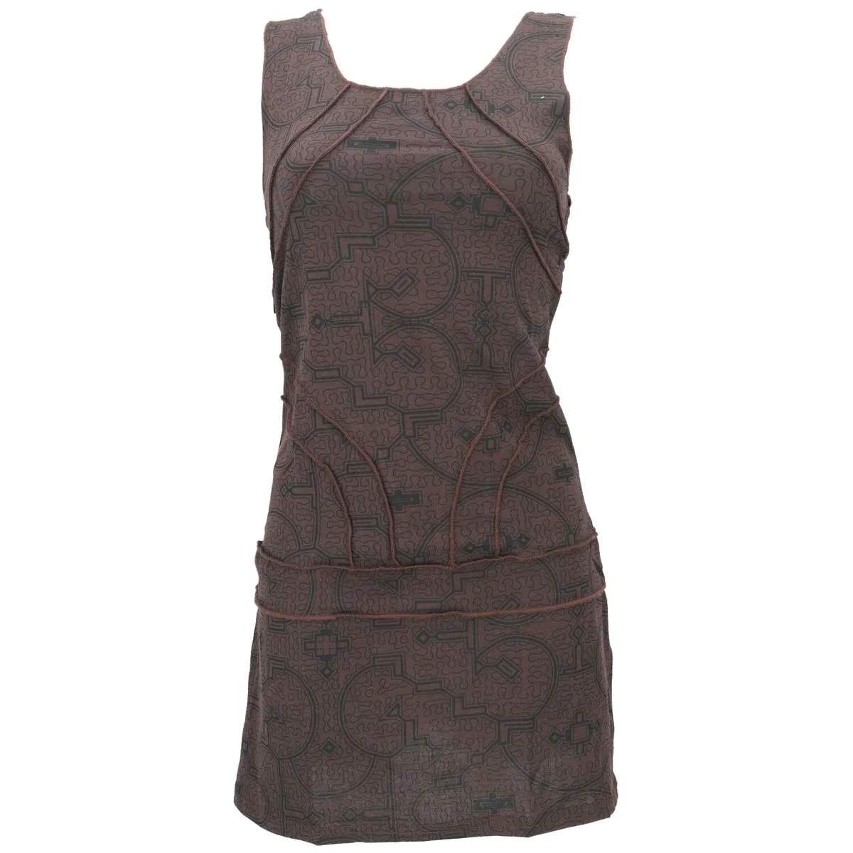 GURU SHOP Ethno Minikleid, Festival Goakleid mit Overlock, Damen
