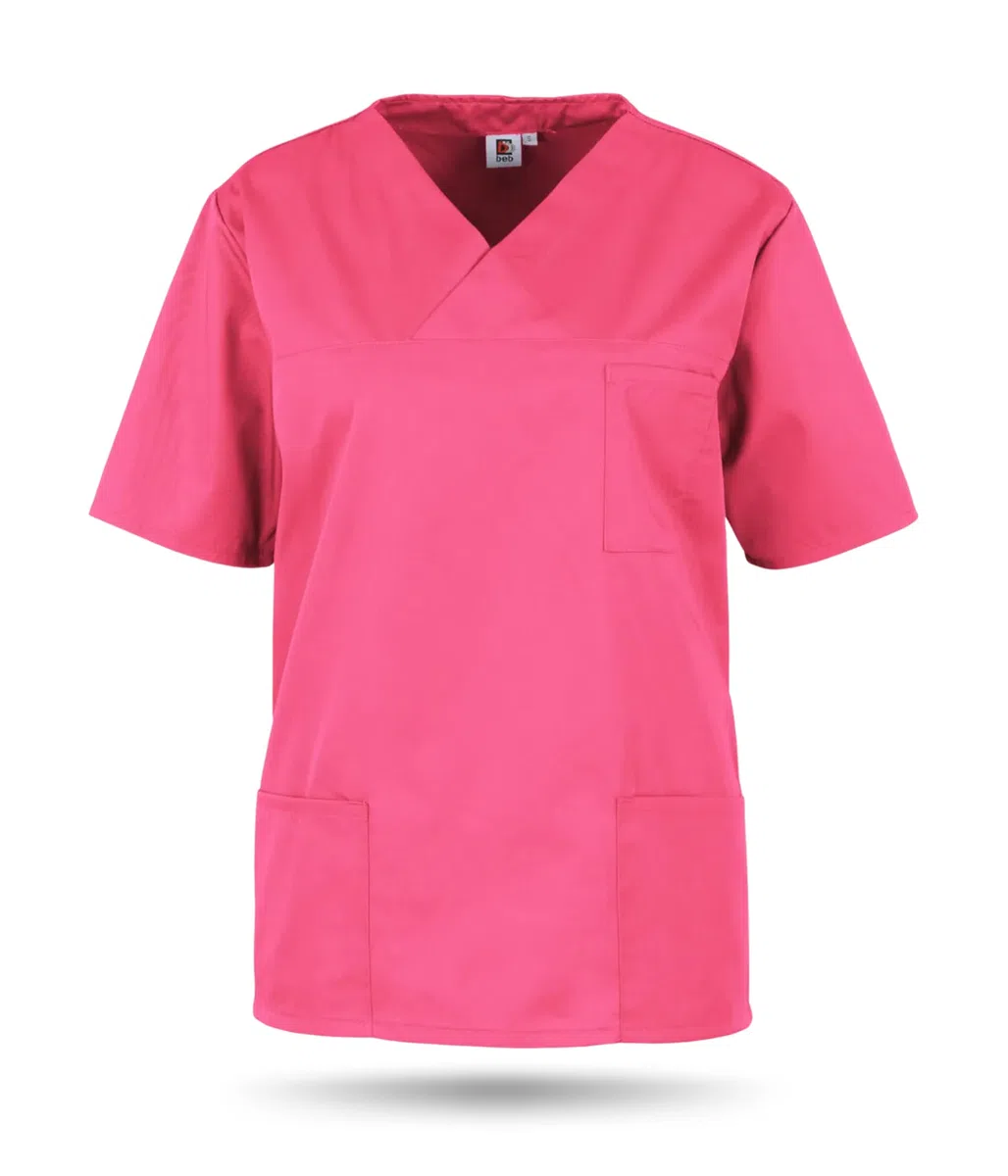beb™ Schlupfkasack Unisex – Kasack für Damen & Herren mit V-Ausschnitt, 3 Taschen & Seitenschlitzen – bügelleichtes Mischgewebe 65 % Polyester / 35 % Baumwolle – ideal für Pflege & Klinik