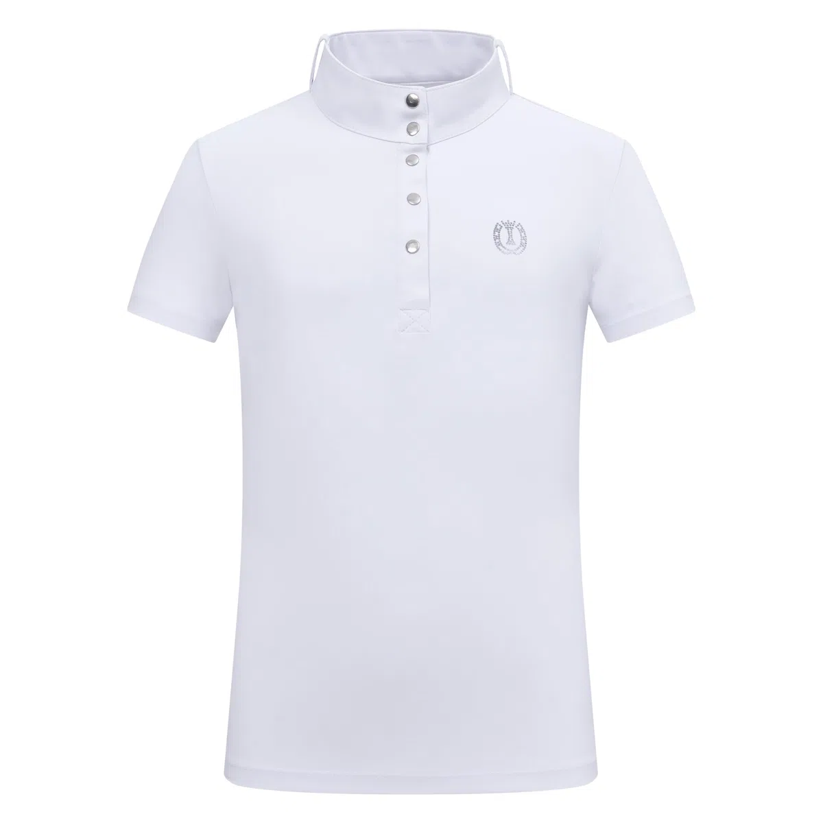 Imperial Riding Kinder Turniershirt IRH Basic, Kurzarm Reitshirt mit Stehkragen, Polo-Knopfleiste und Strass-Logo